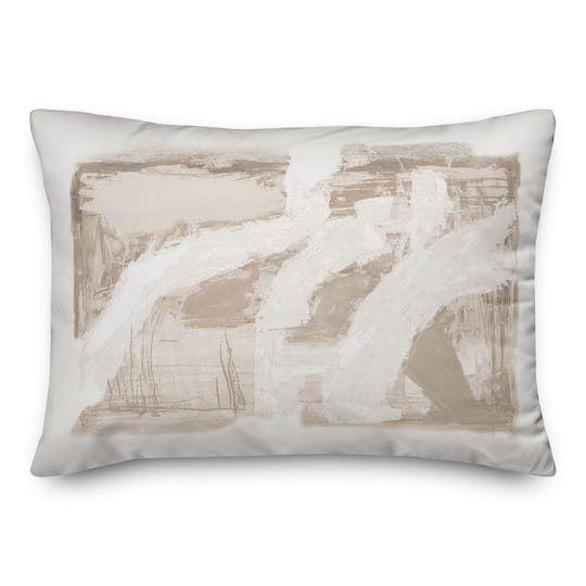 Cream Painterly Abstract Indoor/Outdoor Pillow